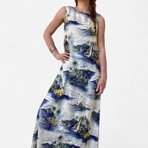 Hilo Hattie tropical print silk maxi dress